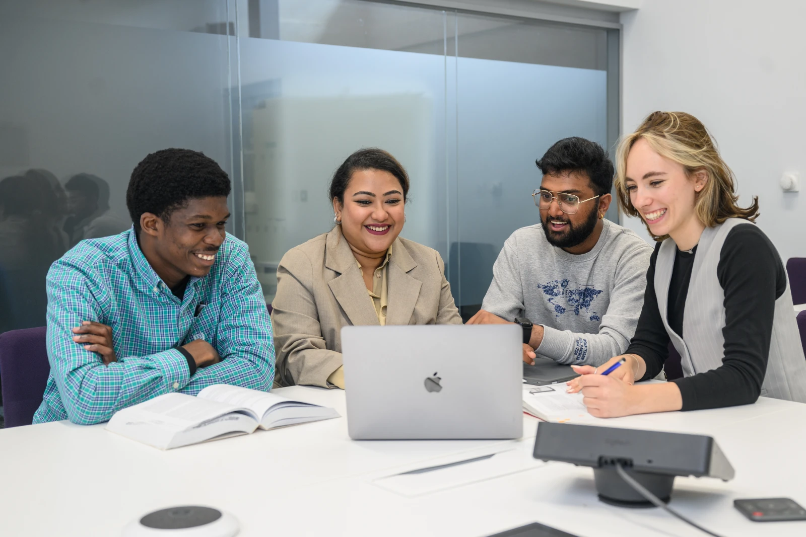 Students studying on campus